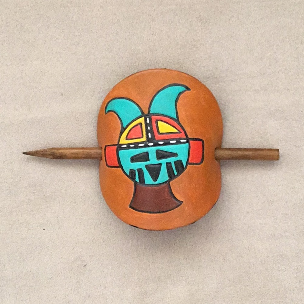 Native American Leather Hair Stick Barrette